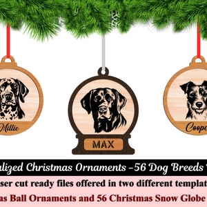 Christmas Dog Ornaments - 56 Custom Dog Breeds Laser Cut Svg