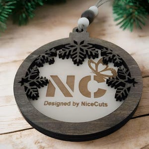 Christmas Ornament SVG Laser Cut Files - Personalized Snowflake Layered Design, Custom Christmas Tree Decor Gift