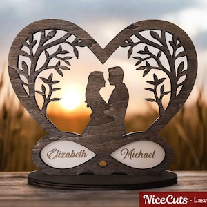 Romantisches Paar Laser Cut Dateien - personalisierte Infinity Herz Liebe Zeichen SVG, benutzerdefinierte Hochzeits- oder Valentinstag Geschenk Dekor