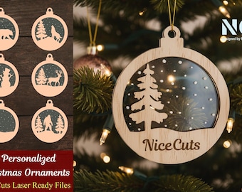 Personalized Christmas Ornaments SVG Laser Cut Files (Digital Download)