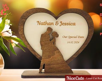 Romantic Couple Laser Cut Ready - Personalized Heart Sign SVG