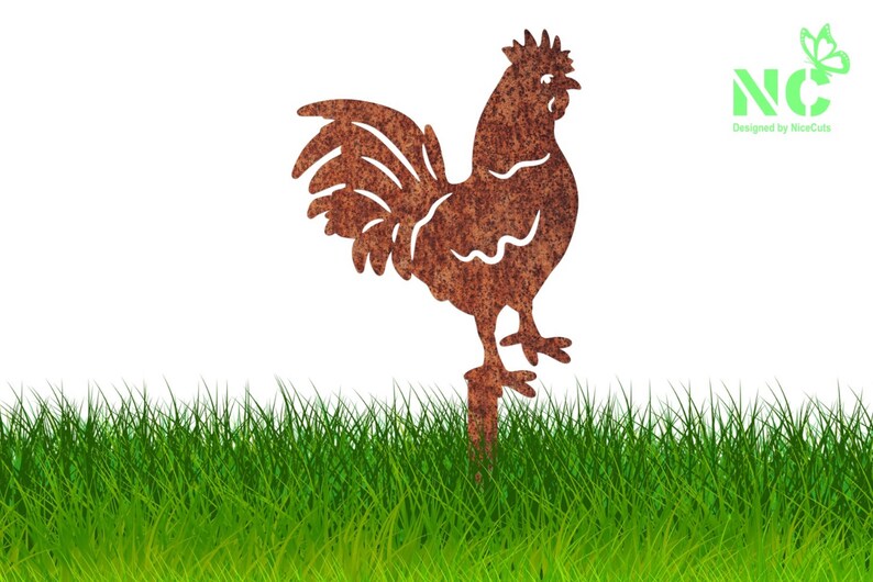 Rustic Chicken Rooster Laser Cut Stakes, Farmhouse Laser SVG image 2
