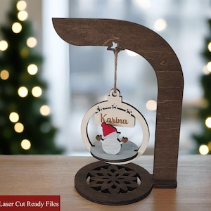 File di taglio laser per porta ornamenti natalizi - Supporto per espositore per ornamenti 3D personalizzato SVG, regalo personalizzato, file CNC per decorazioni natalizie