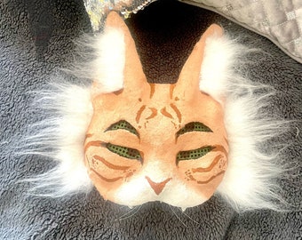High Quality 4-eyed Orange Tabby Cat Therian Mask