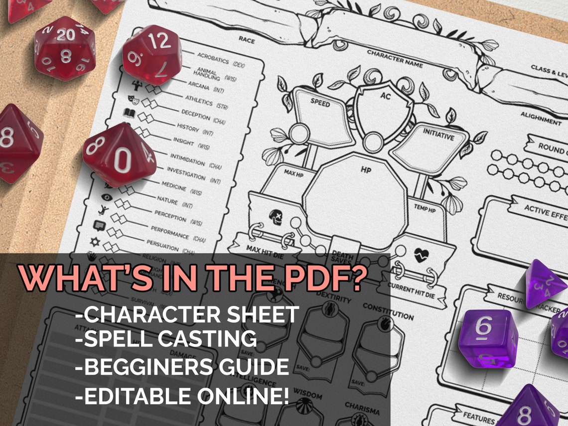 Dnd 5e Dm Tools Cheat Sheet and Character Sheet DM Quick - Etsy