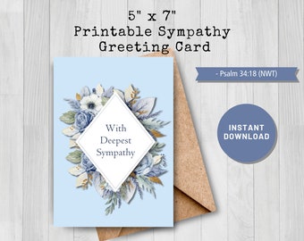 Sympathy Greeting Card | Christian Sentiment Bible Verse Quote Instant Download Comfort Grief Widow Widower Loss of Loved One Message