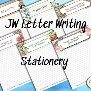 JW Carta Escritura Papelería Set Dios Reino Vivir Para Siempre Estudio Bíblico Descarga Instantánea Imprimible Suculentas Relojes Vintage Mariposa