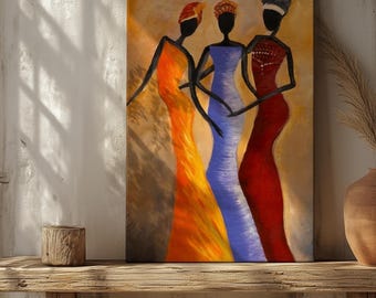 Canvas Afrikaanse vrouw, afrocentrische kunst aan de muur, portret zwarte vrouw, etnisch interieur