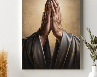 Betende Hände Leinwand | Christliche Wandkunst | Glaube und Gebet Dekor