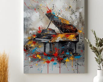 Canvas vleugel, kunst aan de muur muziekinstrument, woondecoratie muziekliefhebber