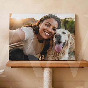 Custom Pet Canvas, Your Photo with Pet, Personalized Pet Portrait, Pet Memorial Gift, Pet Wall Art, Pet Lover Keepsake