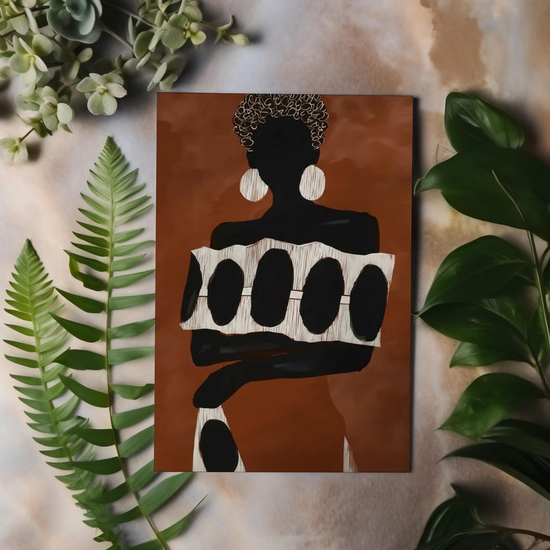 African American Women Abstract Canvas, Black Art Wall Decor, Modern ...