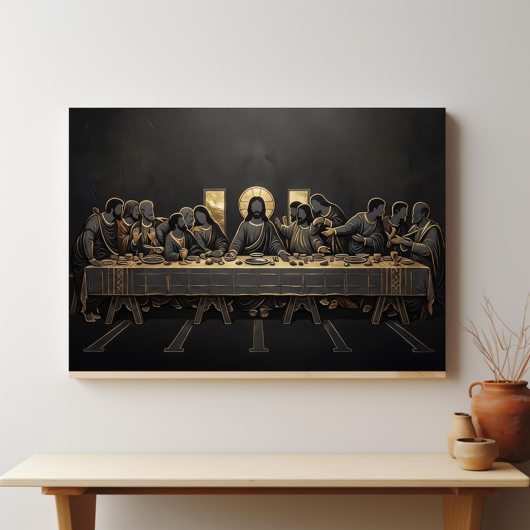 The Last Supper Black and Gold Canvas – Luxury Christian Wall Art ...