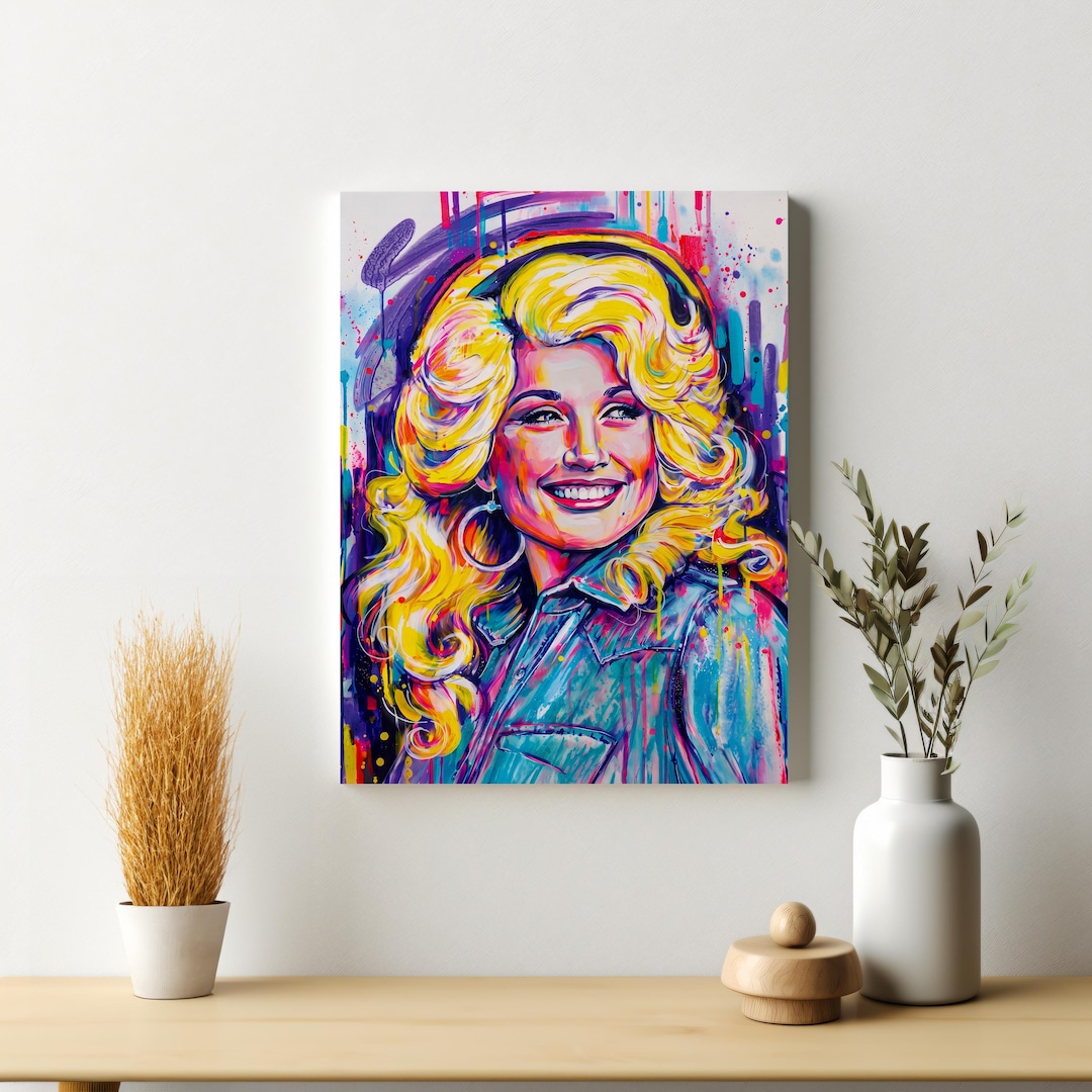 dolly-parton-street-art-canvas-portrait-unique-wall-decor-etsy