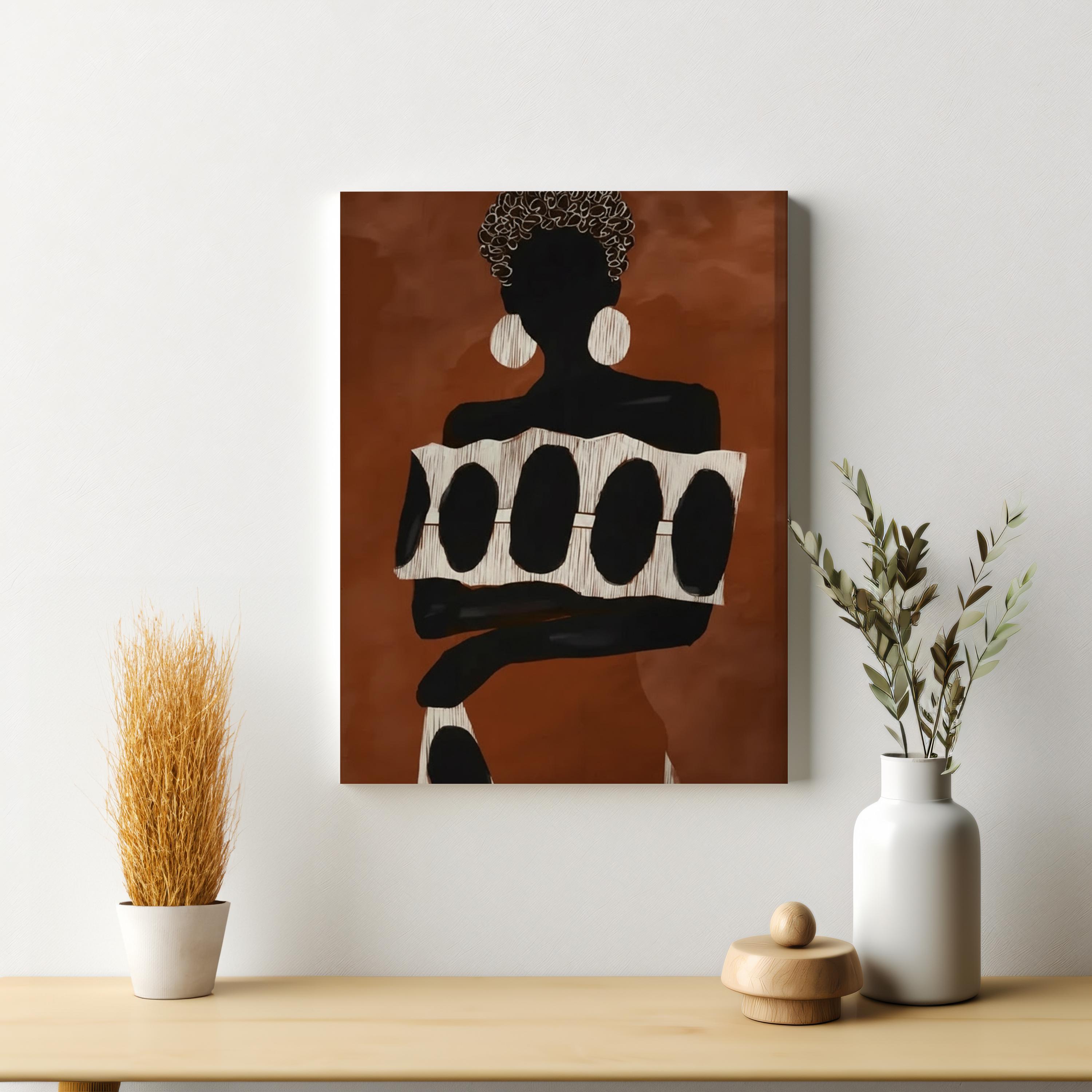 African American Women Abstract Canvas, Black Art Wall Decor, Modern ...