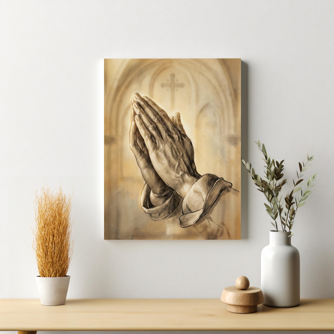 Praying Hands Canvas | Christian Wall Art | Faith and Prayer Decor - Etsy