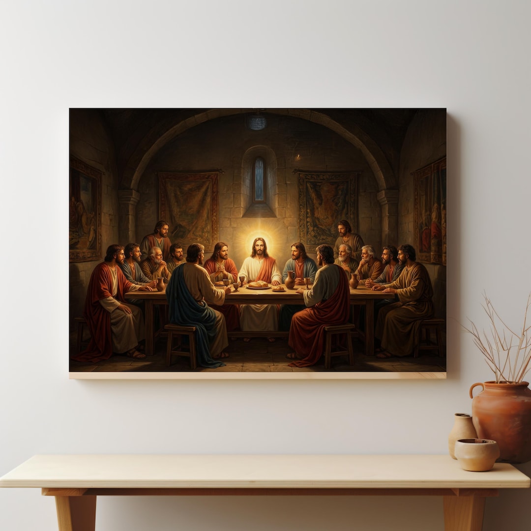 The Last Supper Scene Canvas, Jesus and Apostles Christian Wall Art ...