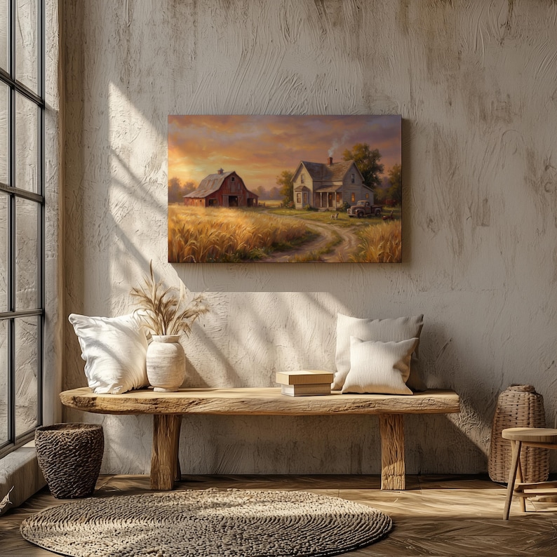 American Farmhouse Canvas | Rustic Country Wall Art | Vintage Farm ...