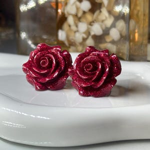 Rose License Plate Bolts Magenta Sparkle, Universal Car Screws, Custom Plate Bolts, JDM Car Accessories Gift