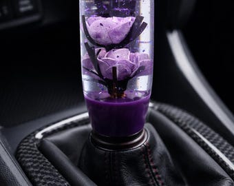 Pommeau de levier de vitesse scintillant rose pourpre | Levier de vitesse universel JDM (15 cm)