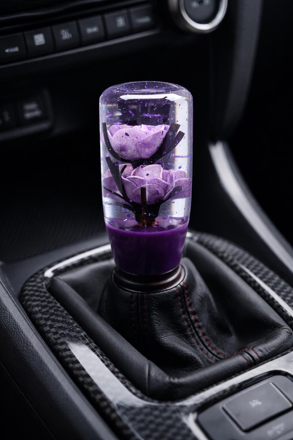 Purple Rose Sparkle Shift Knob | JDM Universal Fit Gear Shifter