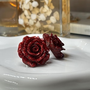 Rose License Plate Bolts Red Glitter, Universal Car Screws, Custom Plate Bolts, JDM Car Accessories Gift