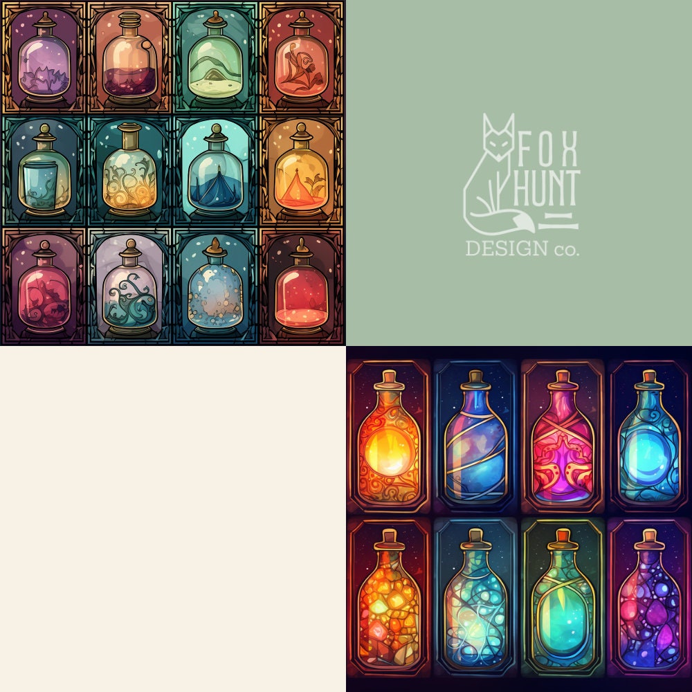 Potion Patterns Seamless Potion Patterns 4 Patterns PNG Digital Download - Etsy