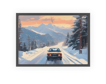 Benz in the Snow framed print