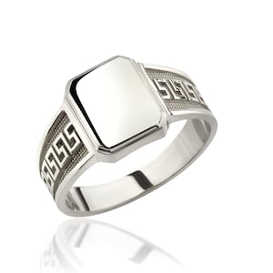 14K Solid Gold Greek Men Ring, 925 Sterling Silver Greek Men Ring, Signet Men Ring, Mens Ring Personalized, Men gift ring, Christmas gift