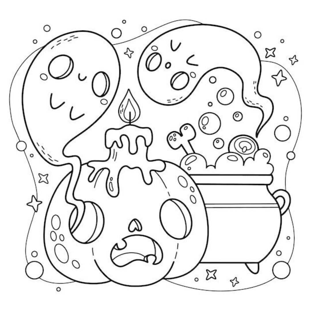 Halloween Coloring Art Pages - Etsy