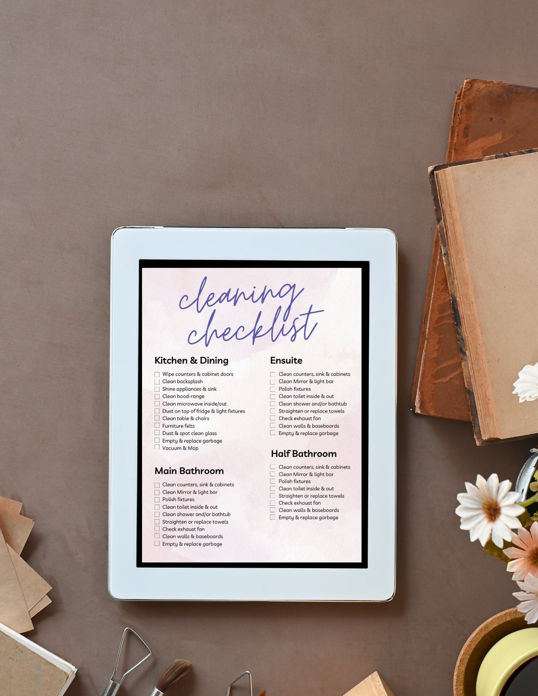 Cleaning Checklist Digital Printable Cleaning Checklist Etsy