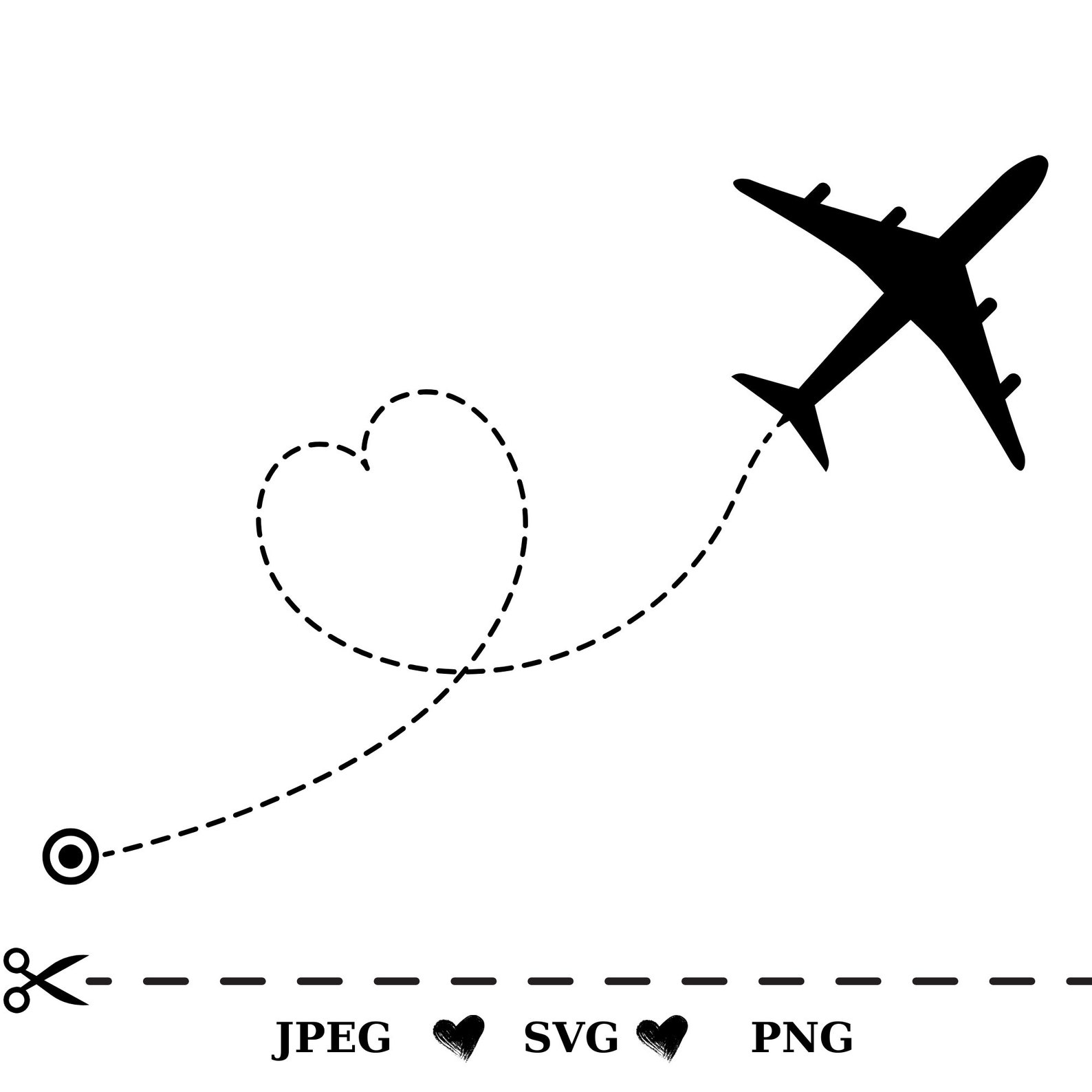 Reisen Liebe Flugzeug und RouteSvgDatei, Flugzeug Liebe Clipart