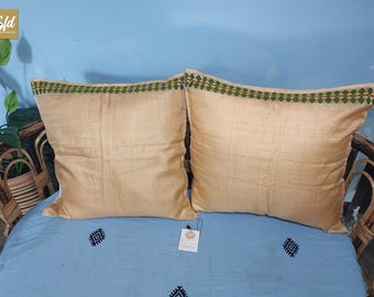 Tussar Silk Cushion Cover: Handwoven Assam India