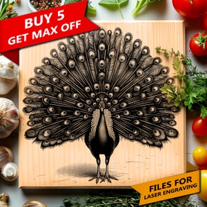Laser Ready Files for Engraving PNG, Wood Burn Board Coaster Tray Sign Earring Art, CNC, CO2, Lightburn, Glowforge, Xtool, bird peacock