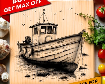 Boat Engraving PNG: Laser Ready File for Wood Burning (Digital Download)
