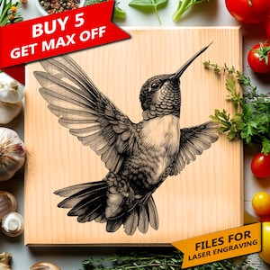 Laser Ready Files for Engraving PNG, Wood Burn Board Coaster Tray Sign Earring Art, CNC, CO2, Lightburn, Glowforge, Xtool, bird hummingbird