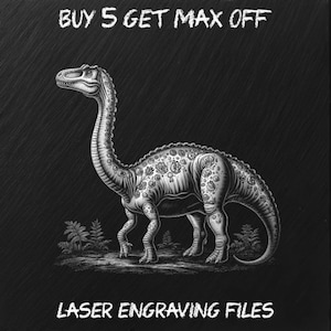 Laser Engraving File PNG, Slate Coaster Board Sign Tray Photo Picture Image, CNC Router, CO2, Lightburn, Glowforge, Xtool, dinosaur