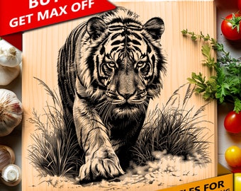 Laser Ready Files for Engraving PNG, Wood Burn Board Coaster Tray Sign Earring Art, CNC, CO2, Lightburn, Glowforge, Xtool, Siberian Tiger
