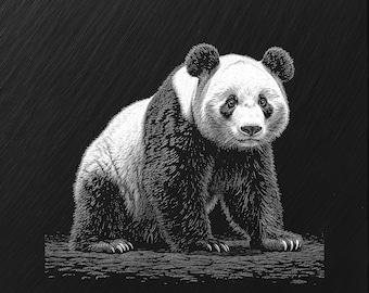 Archivo de grabado láser PNG, pizarra posavasos bandeja de signos imagen de imagen fotográfica, enrutador CNC, CO2, Lightburn, Glowforge, Xtool, oso panda