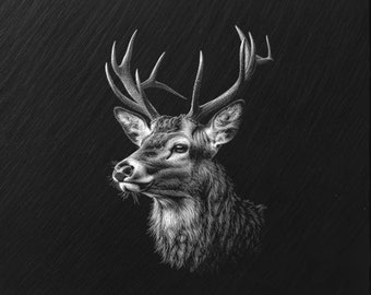 Deer Laser Engraving PNG File: Slate Coaster Design