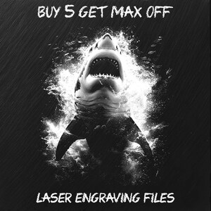 Laser Engraving File PNG, Slate Coaster Board Sign Tray Photo Picture Image, CNC Router, CO2, Lightburn, Glowforge, Xtool, Great White Shark