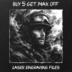 Laser Engraving File PNG, Slate Coaster Board Sign Tray Photo Picture Image, CNC Router, CO2, Lightburn, Glowforge, Xtool, firefighter