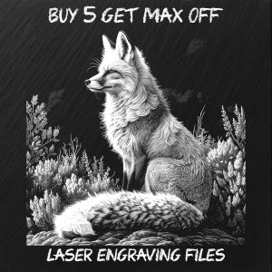 Laser Engraving File PNG, Slate Coaster Board Sign Tray Photo Picture Image, CNC Router, CO2, Lightburn, Glowforge, Xtool, Gray Fox