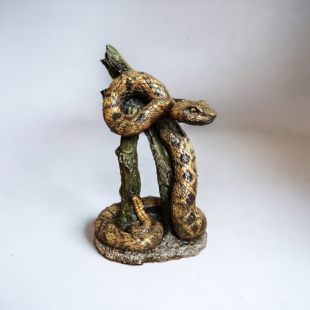 Realistic Rattlesnake Statue Sculpture Decorwild Life Snake Etsy