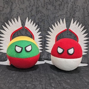 Countryballs, Poland and Lithuania, hussar plush, traveler souvenir, Polandball plush, Lithuaniaball plush