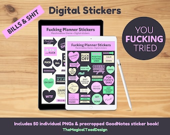 Fucking Digital Planner Stickers | GoodNotes Sticker Book | Individual PNGs | Digital Planner