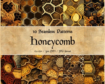 Medieval Honeycomb Seamless Patterns, digital paper, woodcut patterns, printable scrapbook paper, seamless backgrounds, POD, commercial use