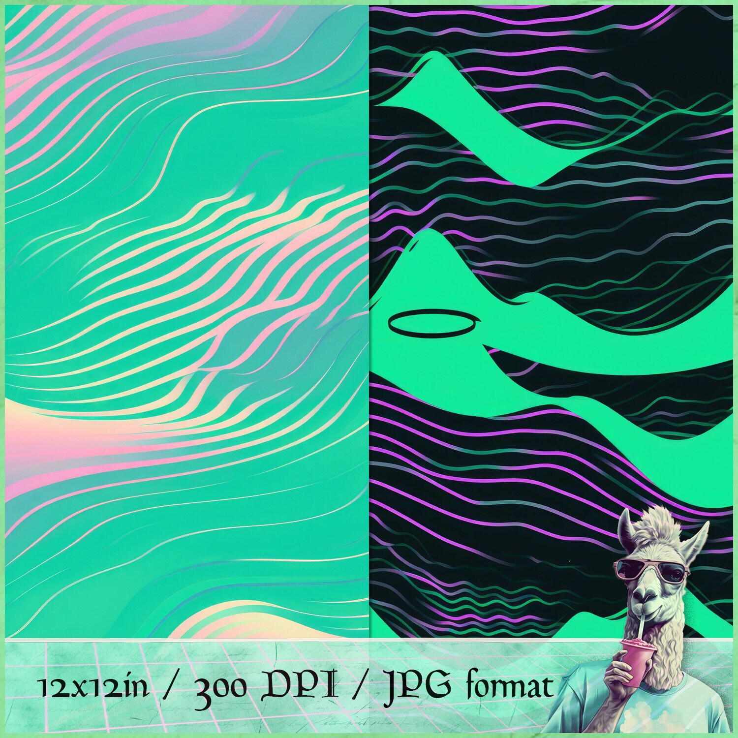 Vaporware Sinewave Seamless Patterns, Digital Paper, Synthwave Patterns ...