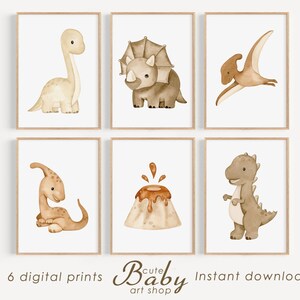 Dinosaur prints, neutral dino wall art, nursery decor, printable dinosaurs poster, cute dino print