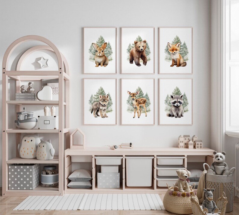 Woodland Nursery Prints, Forest Animal Prints, Baby Animas Wall Art ...